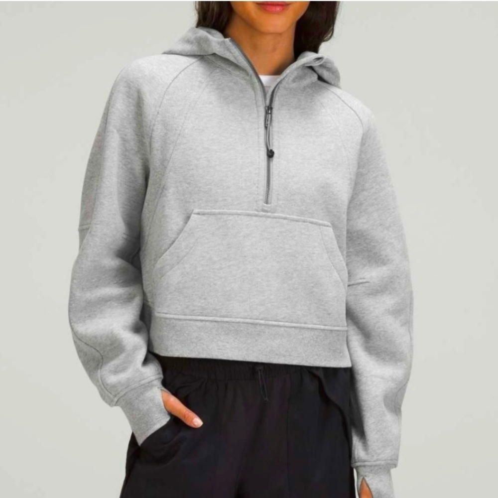 lululemon athletica Light Gray Half-Zip Hooded Sweatshirt